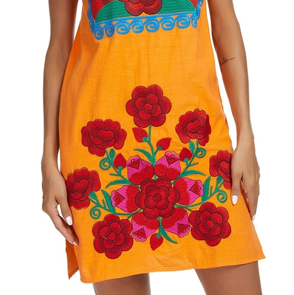 Embroidered🔥 Mini Cotton Dress - Picture 8 of 11